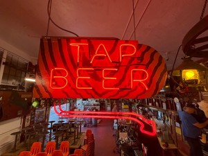 Unique, double-sided Tap Beer neon with arrow