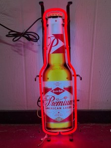 Grain Belt Premium beer bottle with neon outline