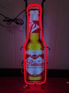 Grain Belt Premium beer bottle with neon outline
