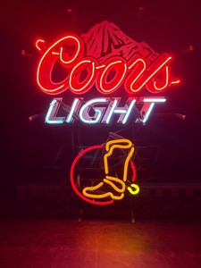 Coors Light neon sign with cowboy boot