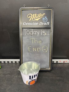 Miller Genuine Draft chalkboard and Lite ice bucket