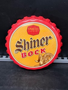 Shiner Bock bottle cap tin tacker  metal sign
