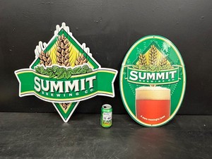 Lot of 2 Summit tin tackers  metal signs