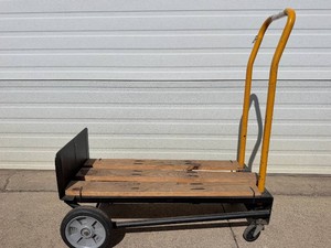 HEAVY-DUTY 32 x 18 Industrial Material Handling Platform Cart  Stock Truck wSteel Frame, Large Wheels, Push Handle &amp Wood Deck - WORKS GREAT