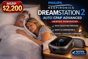 MSRP $2,200 PHILIPS RESPIRONICS DREAMSTATION 2 AUTO CPAP ADVANCED MACHINE COLOR TOUCHSCREEN DISPLAY HEATED HUMIDIFIER PROFESSIONAL SLEEP THERAPY DEVICE WCARRY BAG &amp POWER SUPPLY  EXCELLENT WORKING CONDITION