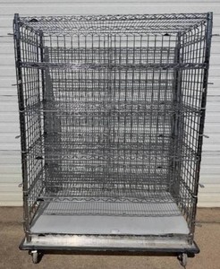 MSRP $2,500 METRO SUPER ERECTA Heavy-Duty Mobile Enclosed Wire Shelving Cart 48W x 26D x 68H, 6 Adjustable Shelves, 3-Sided Wire Security Enclosure, Commercial Medical Warehouse Inventory Storage - Wheels Are Missing Rubber