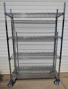 MSRP $1,500 CARI-ALL HEALTHCARE Heavy-Duty Mobile Wire Shelving Cart 48W x 18D x 78H, 4 Adjustable Chrome Shelves, Large Commercial Locking Casters, Medical Hospital Warehouse Supply Storage