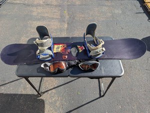M3 Snowboard with Bindings and Two Pairs of Goggles