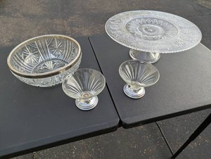 Pressed-Glass Cake Stand and Serving Dish Set