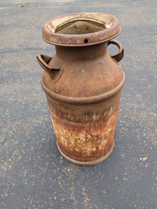 Vintage Metal Milk Can with Side Handles