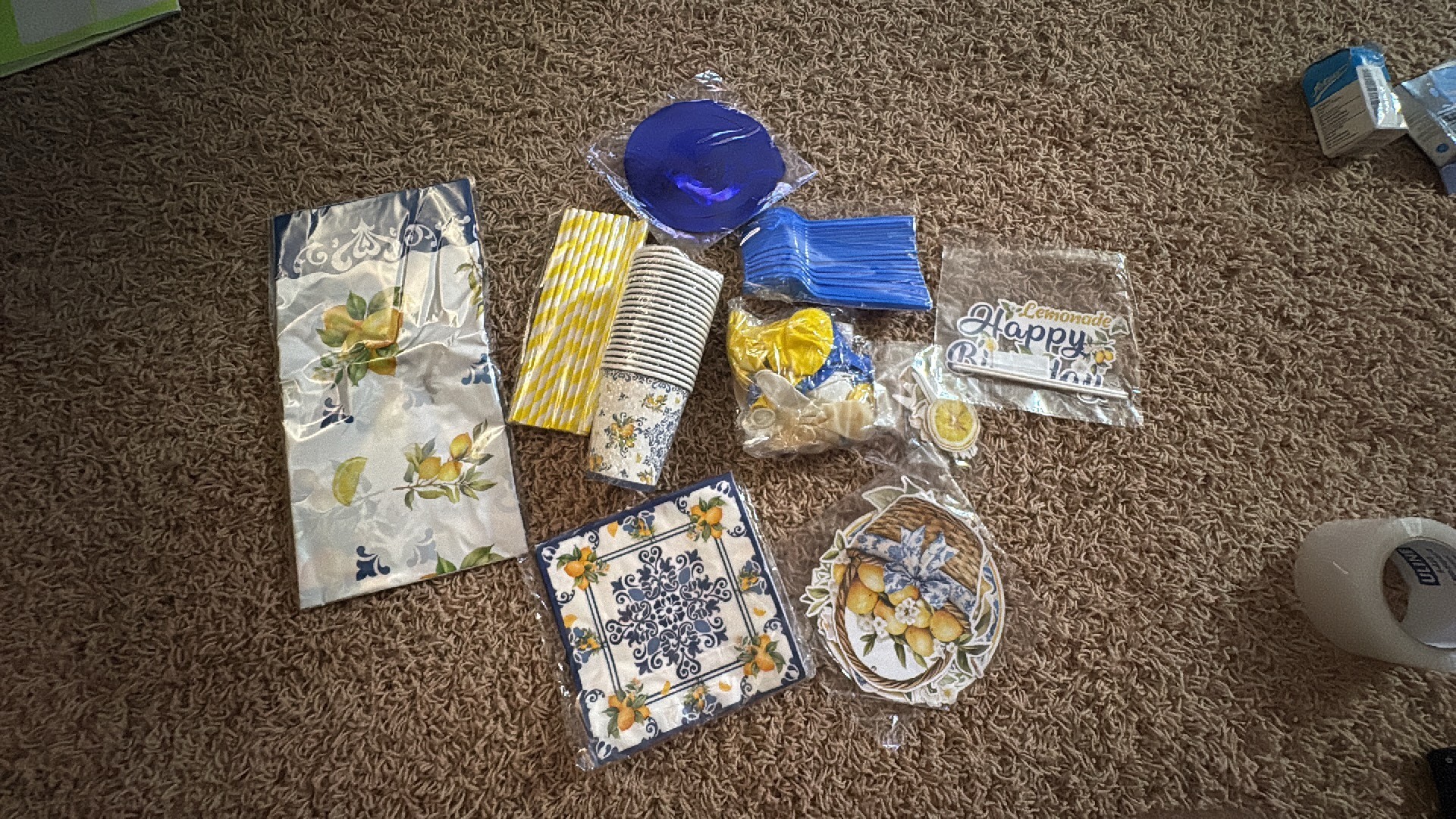 Birthday Party Pack Lemonadel Themed, Includes Forks, Plates, Cups, Paper Straws, Balloons and More