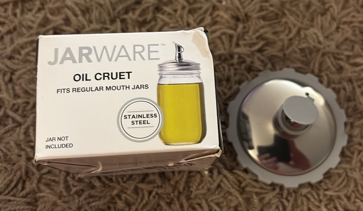 Jarware Oil Cruet, Easily Pour Oil and Other Liquids, Easily Attached to Mason Jars