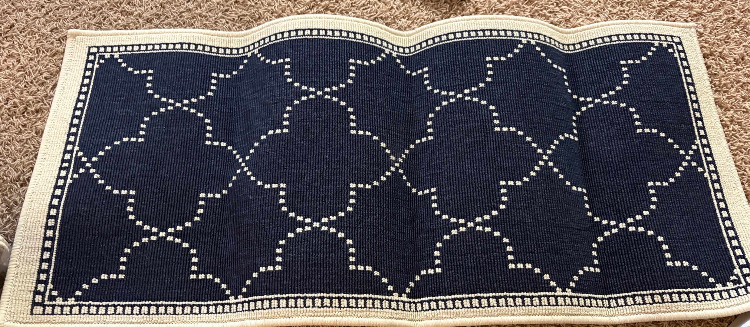 Navy and Tan Color Outdoor Area Rug Oriental Weavers 46 x 20 Navy and Tan Color