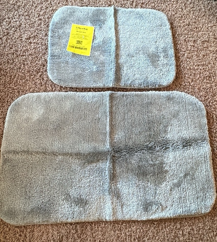 Two Piece Bath Rug Set Gray Color 17 x 24 and 21 x 34