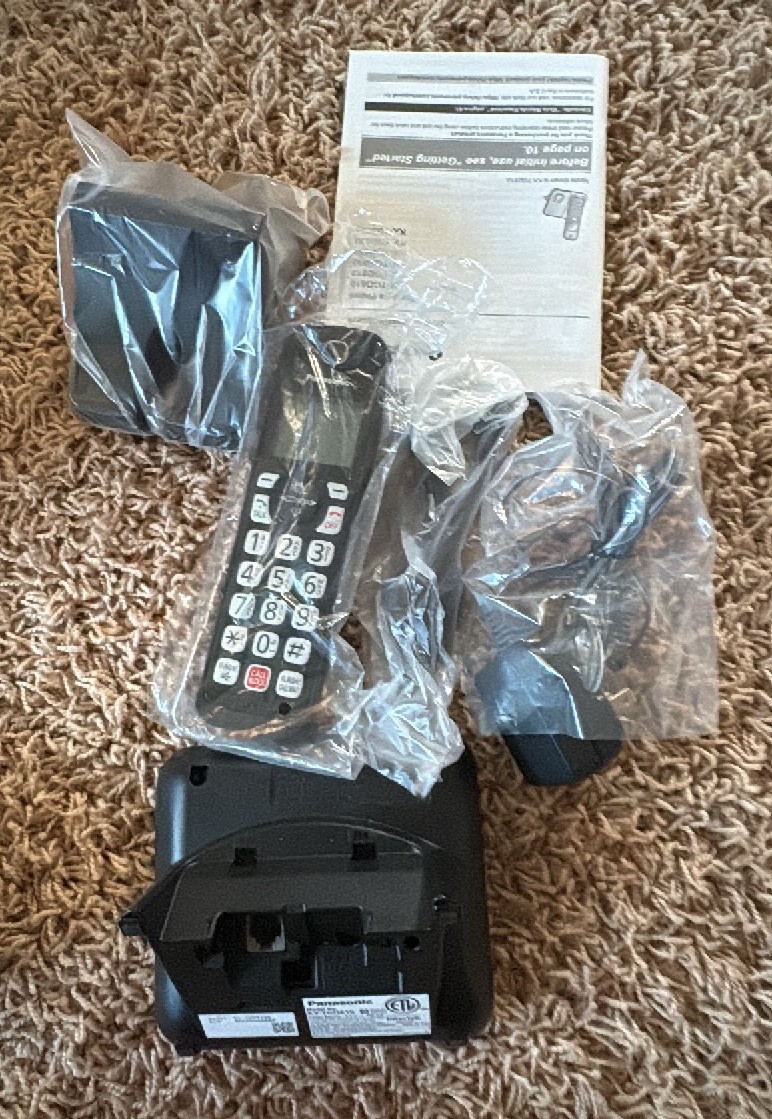 Panasonic Hands Free Home Phone, Package Says Phone Blocks Unwanted Calls, New, Comes in Original Box and Plastic Bags