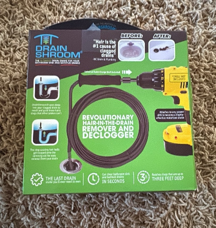 Drain Shroom Drain Snake For Sinks and Showers, Used With Drill