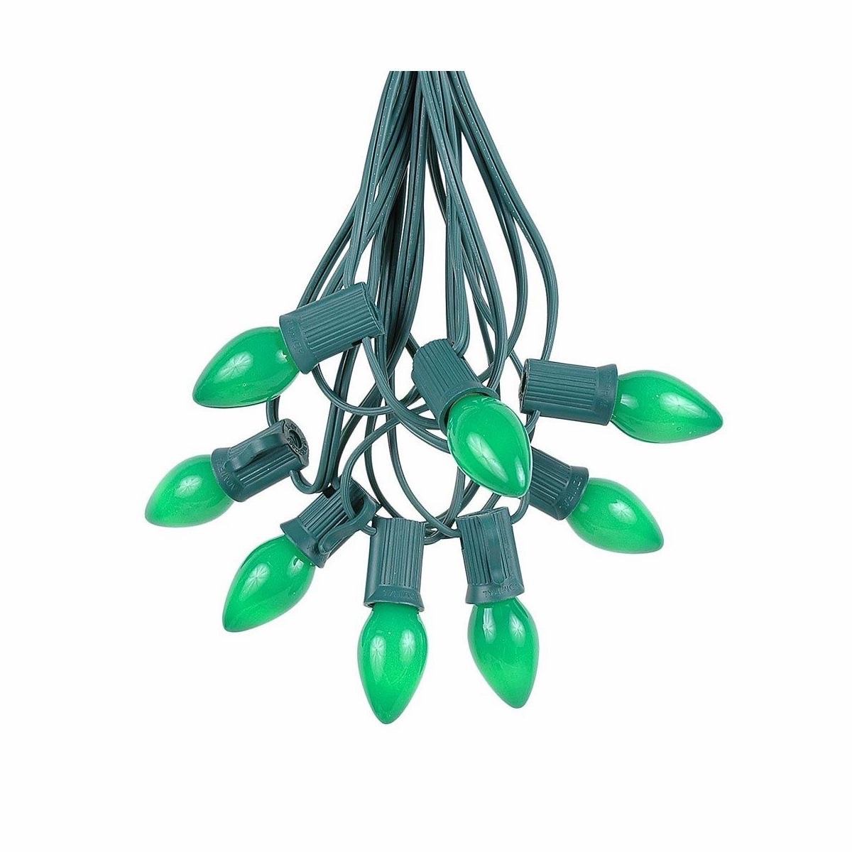 LIGHTSET LED C7 25CT GREEN OPAQ - Christmas Tree Lights - Cool to touchGreen wire14.5-foot total length25,000-hour average bulb lifeGreen ceramic bulbsIndooroutdoor use