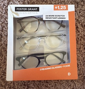 Foster Grant Readinf Glasses 3-Pack 1.25 Strength