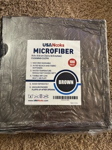 USA Nooks Microfiber Cleaning Cloths 100 Pack Brown color 12.5 x 12.5