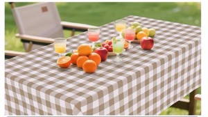 2 Pack Tablecloth, Vinyl Tablecloths with Flannel Backing,Waterproof Rectangle Table Cloth, Wipeable Buffalo Plaid Table Cover for Indoor and Outdoor (Khaki & White)