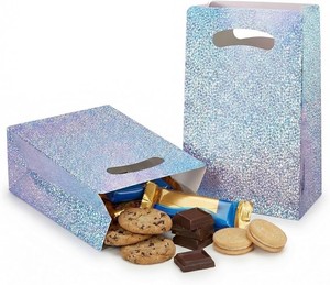UnicoPak 16 Pack Iridescent Goodie Bags Party Favor Bags Goody Bags for Birthday Party Candy Treat, 6x3x9 inches