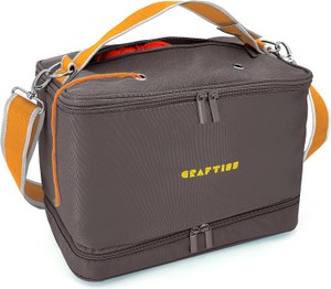 CRAFTISS Crochet Bag Yarn Storage - Knitting Gift - Durable Canvas Yarn Bag for Crochet Accessories - Organizer with Built-In Knitting Accessories Case (Brown)