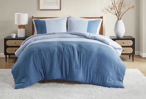 Miro Soft Washed Color Block Comforter Set in Blue, FullQueen RETAIL $125.00