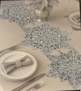 Homewear Table Centerpiece 14 x 36 Beautiful Silver Stars Design