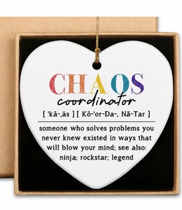 Chaos Coordinator Gifts for Women Thank You Appreciation Gifts for Boss Coworker Teacher Mom Office Chaos Coordinator Christmas Ornament Ceramic Ornaments