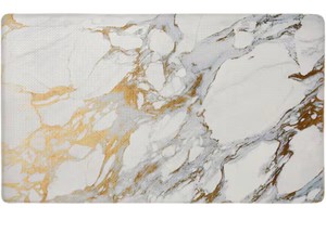 Cozy Living Modern Marble Gold 17.5 in. x 30 in. Anti Fatigue Kitchen Mat