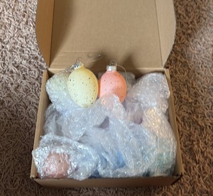 Christmas or Easter Style Ornaments, Pastel Colors 12 Ornaments in original box