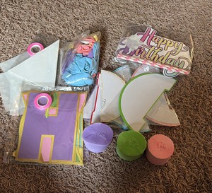 Happy Birthday Decoration Set Colorful, Balloons, Streamers Large Sign