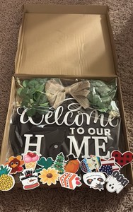 Welcome to Our Home Wooden Sign for Door Comes With Seasonal Magnets to Change the O in Home to Match Diffetent Holidays