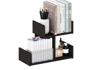 Furinno HERMITE Desk Organizers and Accessories, Office Organization, Desk Top Book Shelf, for Office Supplies, Office Desk Accessories, Espresso