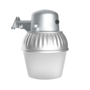 Lithonia Lighting LED Outdoor Flood Light Fixture, Exterior Dusk to Dawn Security Light with Photocell Sensor, Pole or Wall Mount, 3500 Lumens, 5000K Daylight, Gray - Retail $75