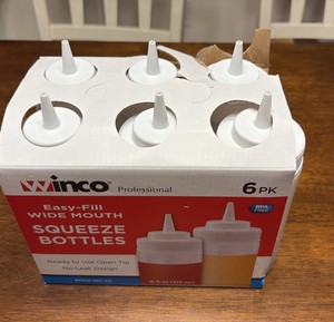 East Fill Wide Mouth Squeeze Bottles , Six Pack
