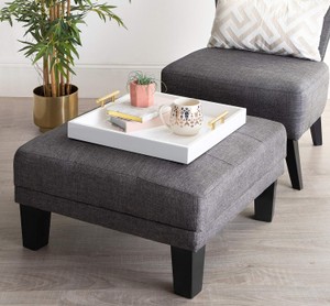 Kate and Laurel Lipton Square Decorative Wood Tray with Metal Handles, 16 x 16, White and Gold, Modern Serving Tray for Storage Or Display - Retail $64