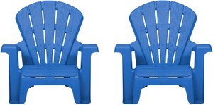 Little Tikes Kids Garden Chair 2 Pack in Blue, Outdoor Toddler Activity Adirondack Chairs for Picnic, Garden, Patio, Backyard & Beach, Outdoor Chair Set