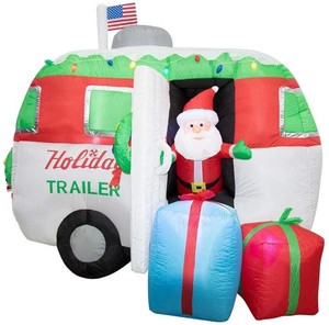 7 Inflatable Holiday Trailer with Santa