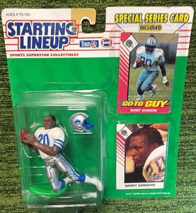BARRY SANDERS - Detroit Lions - Starting Lineup SLU 1993 NFL Figure & Cards NEW