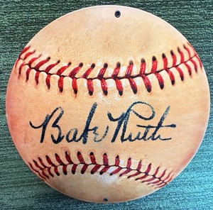 Vintage Style Metal Sign Babe Ruth Autograph Baseball 12x12 - Nice  Signage - Memorabilia 