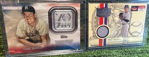 Duke Snider 2021 Topps 70th Anniversary Logo Patch Brooklyn DodgersMIKE MUSSINA CERTIFIED AUTHENTIC GAME USED JERSEY CARD NY YANKEES