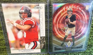 SAGE Hit 2004 Eli Manning #10 Ole Miss Rebels Checklist Football Card2025 Panini Phoenix Football Tyler Shough #6 Paragon Silver (RC)