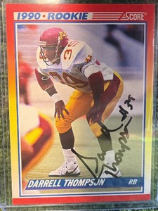 Darrell Thompson Signed 1990 Score #636 Rookie Card Green Bay Packers Auto COA