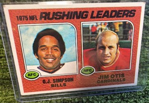 1976 Topps Football O.J. Simpson #203 rushing leaders w Jim Otis  EX-EXMT OC