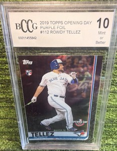 2019 Topps Opening Day #112 Rowdy Tellez Roookie RC Blue Foil Parallel SP BCCG Graded 10