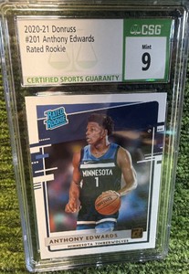 2020-21 Donruss Anthony Edwards Rated Rookie Card RC #201 CSG 9 Timberwolves