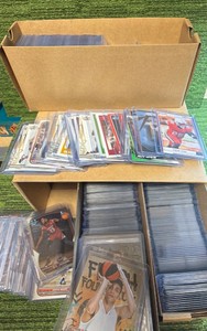 3 ROW Container of Top Loaded Football & Basketball Cards, NFL, NBA, Miscellaneous Mix 