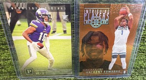 2020 Chronicles Panini Purple Parallel Rookie Justin Jefferson Vikings2021-22 Panini Illusions Anthony Edwards Intriguing Players Orange Parallel #18