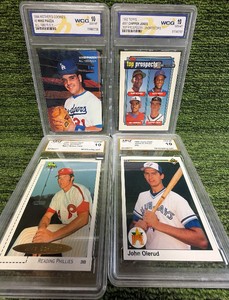 MLB SLAB LOT of 4 Trading Cards Mike Piazza, Chipper Jones, Mike Schmidt, & John Olerud